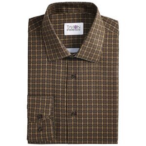 Tayion Collection Mens Gingham Easy Options Button Down Dress Shirt, Green, NWT